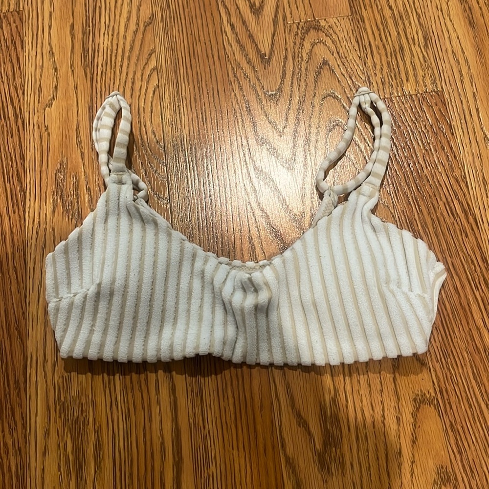 Aerie striped tan and white bikini top